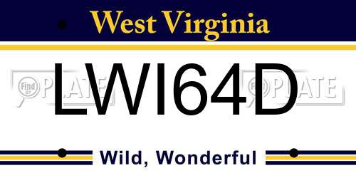 LWI64D West Virginia License Plate