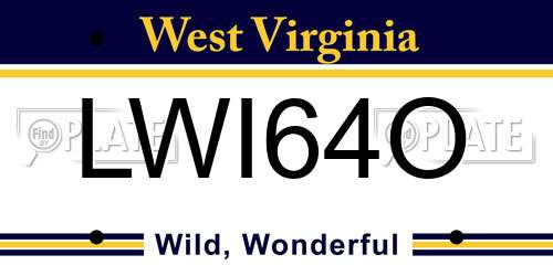 LWI64O West Virginia License Plate