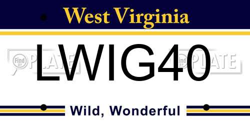 LWIG40 West Virginia License Plate