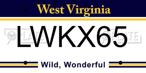LWKX65 West Virginia License Plate