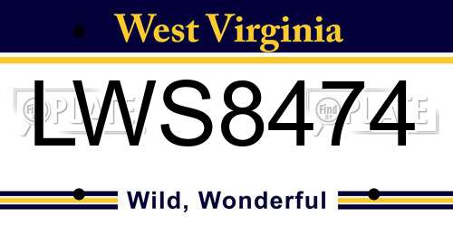 LWS8474 West Virginia License Plate
