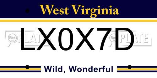 LX0X7D West Virginia License Plate