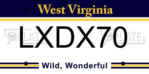 LXDX70 West Virginia License Plate