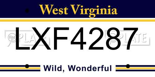 LXF4287 West Virginia License Plate
