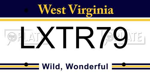 LXTR79 West Virginia License Plate
