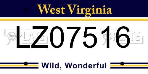 LZ07516 West Virginia License Plate