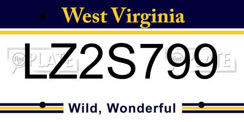 LZ2S799 West Virginia License Plate