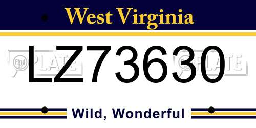 LZ73630 West Virginia License Plate