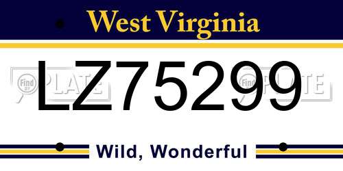 LZ75299 West Virginia License Plate