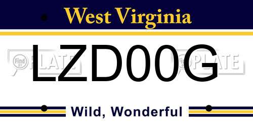 LZD00G West Virginia License Plate