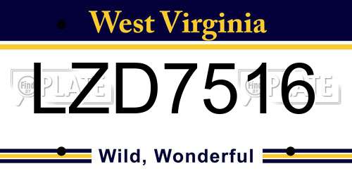 LZD7516 West Virginia License Plate