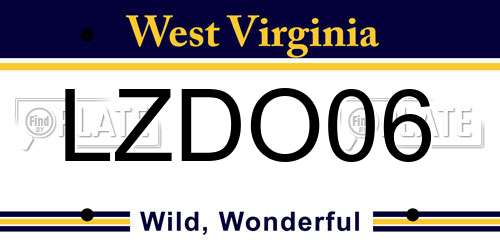 LZDO06 West Virginia License Plate