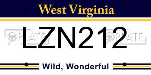 LZN212 West Virginia License Plate