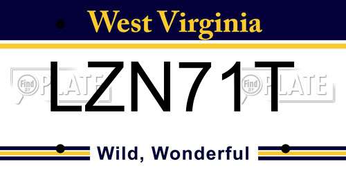 LZN71T West Virginia License Plate