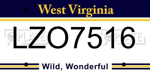 LZO7516 West Virginia License Plate