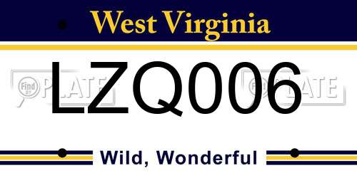 LZQ006 West Virginia License Plate