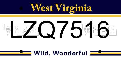 LZQ7516 West Virginia License Plate