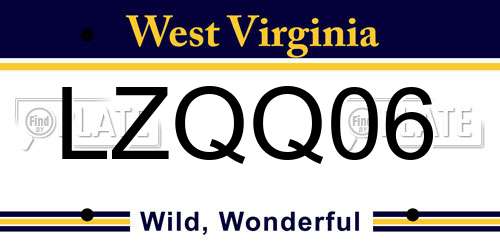 LZQQ06 West Virginia License Plate