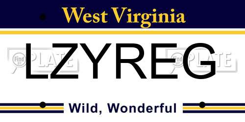 LZYREG West Virginia License Plate