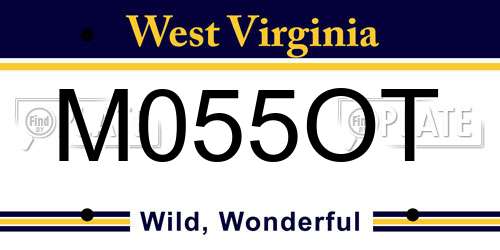 M055OT West Virginia License Plate
