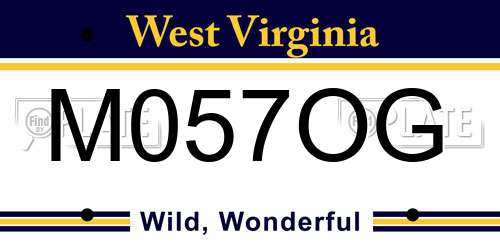 M057OG West Virginia License Plate