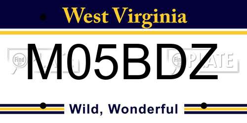 M05BDZ West Virginia License Plate