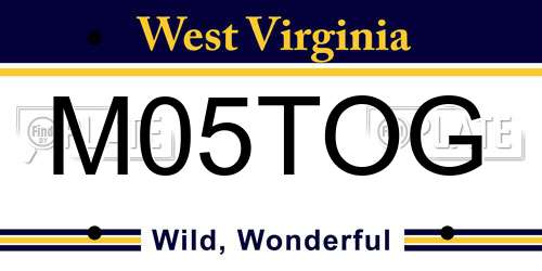 M05TOG West Virginia License Plate