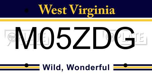 M05ZDG West Virginia License Plate