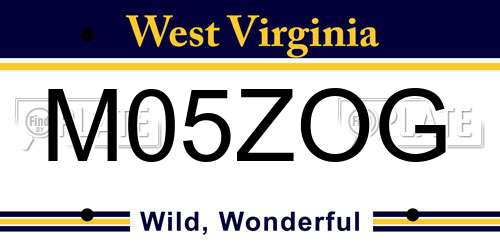 M05ZOG West Virginia License Plate