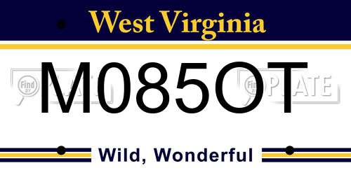 M085OT West Virginia License Plate
