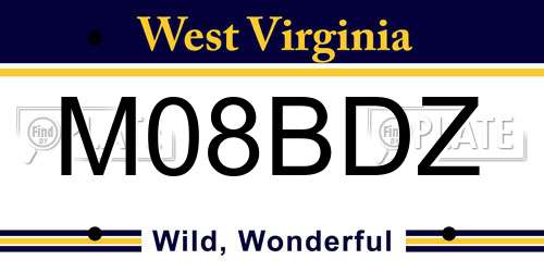 M08BDZ West Virginia License Plate