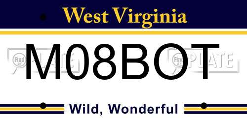M08BOT West Virginia License Plate