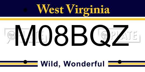 M08BQZ West Virginia License Plate