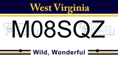 M08SQZ West Virginia License Plate