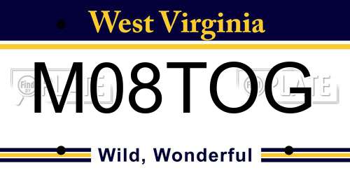 M08TOG West Virginia License Plate