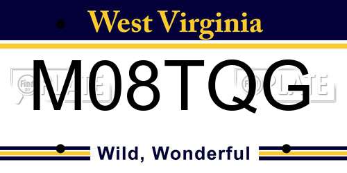 M08TQG West Virginia License Plate