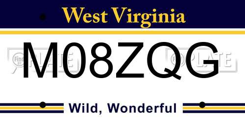 M08ZQG West Virginia License Plate