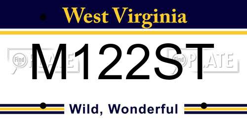 M122ST West Virginia License Plate