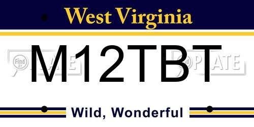 M12TBT West Virginia License Plate