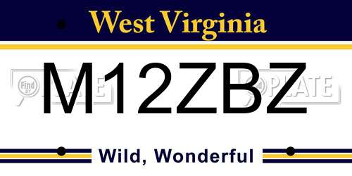 M12ZBZ West Virginia License Plate