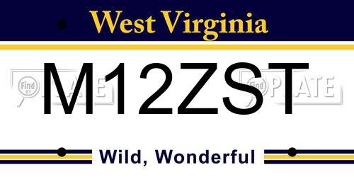 M12ZST West Virginia License Plate