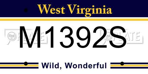 M1392S West Virginia License Plate