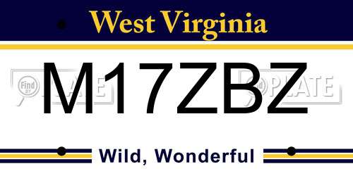 M17ZBZ West Virginia License Plate