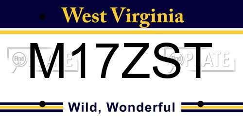 M17ZST West Virginia License Plate