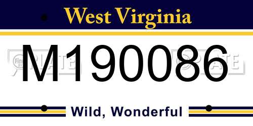 M190086 West Virginia License Plate