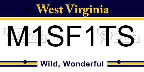 M1SF1TS West Virginia License Plate