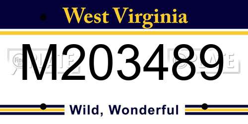 M203489 West Virginia License Plate