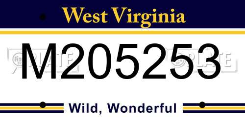 M205253 West Virginia License Plate