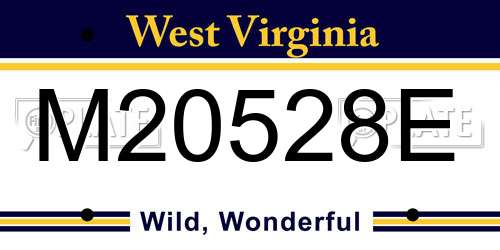 M20528E West Virginia License Plate