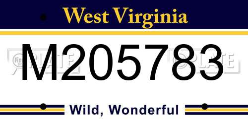 M205783 West Virginia License Plate